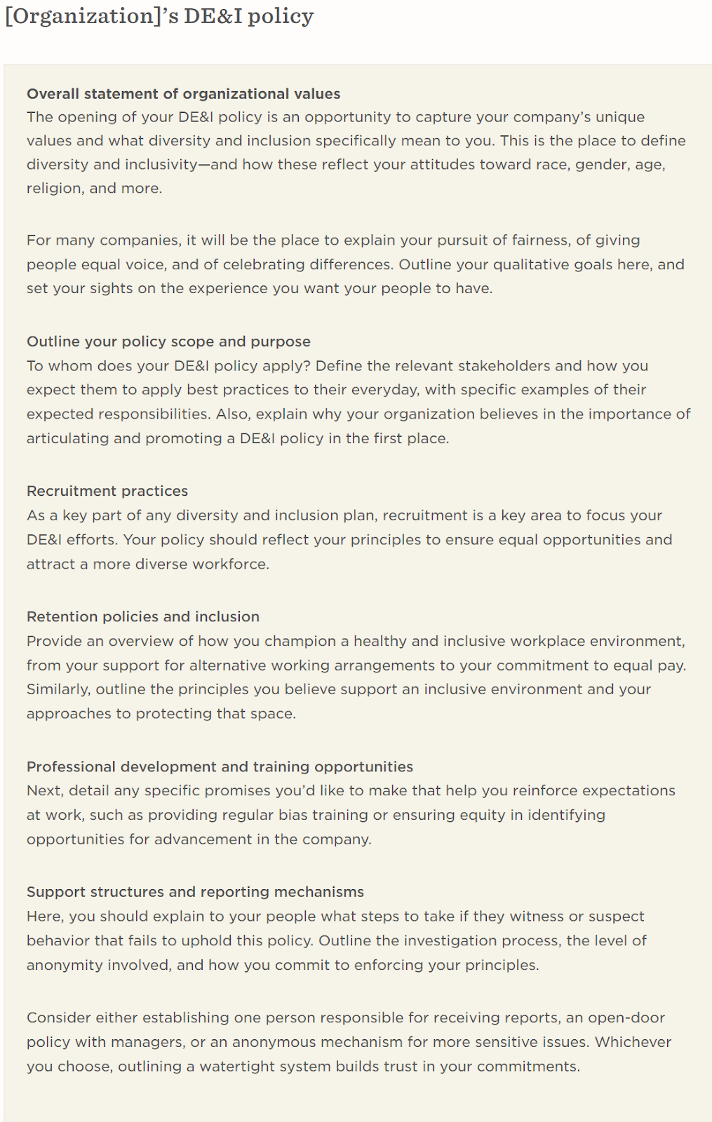 Example of a company’s DE&I policy